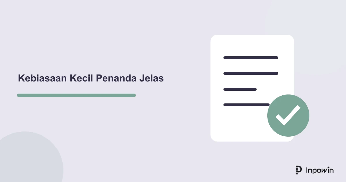 Ilustrasi catatan pasangan rutinitas lama dan tindakan kecil baru dengan penanda serta review kesempatan