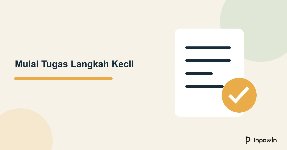 Prompt AI Rencana 15 Menit untuk Mulai Tugas yang Ditunda 1 Ilustrasi dokumen langkah awal untuk memulai satu bagian tugas dalam sesi lima belas menit