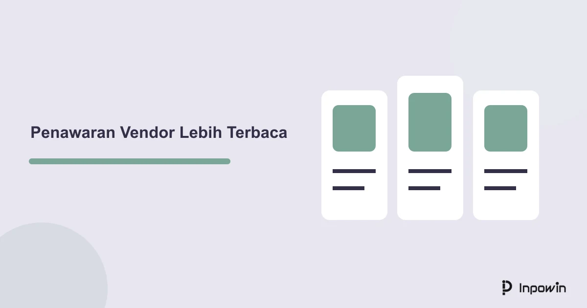 Prompt AI untuk Tabel Perbandingan Penawaran Vendor 7 Ilustrasi tiga kolom katalog untuk perbandingan penawaran vendor